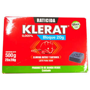 Raticida KLERAT Bloque 20g 500g (Caja 25x20g)